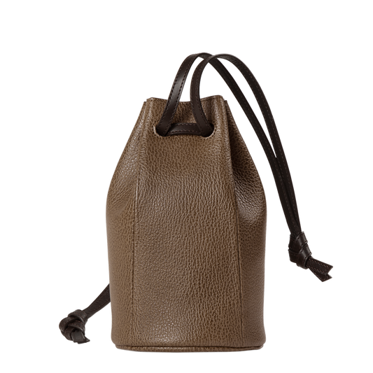 Goatskin  Chari-Happo Drawstring Bag in Truffle Made in Japan