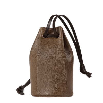 Goatskin  Chari-Happo Drawstring Bag in Truffle Made in Japan