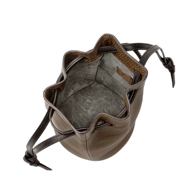 Goatskin  Chari-Happo Drawstring Bag in Truffle Made in Japan