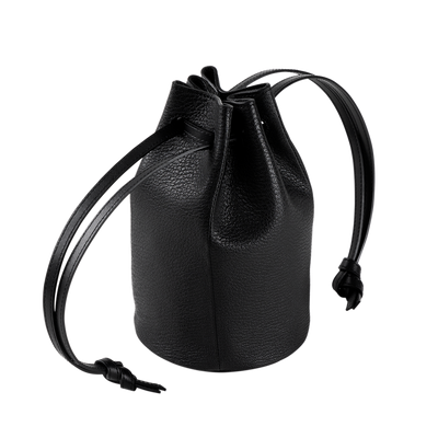 Goatskin  Chari-Happo Drawstring Bag in Black Made in Japan