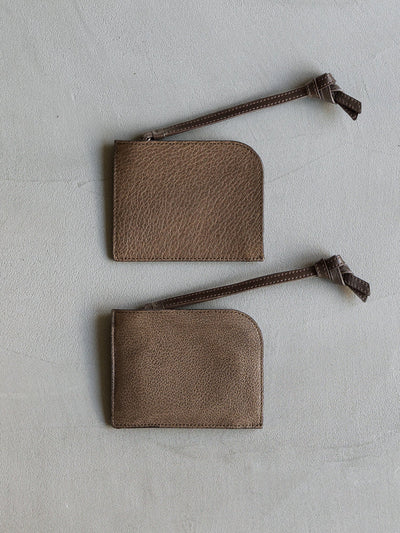 Goatskin  Chari-Happo L-Zip Wallet in Truffle Made in Japan