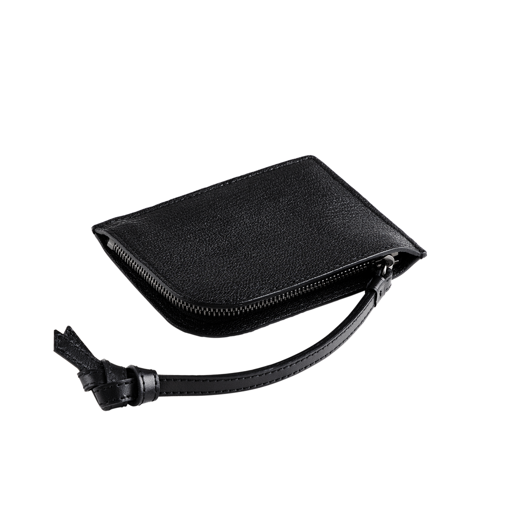 Goatskin  Chari-Happo L-Zip Wallet in Black Made in Japan