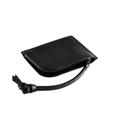 Goatskin  Chari-Happo L-Zip Wallet in Black Made in Japan