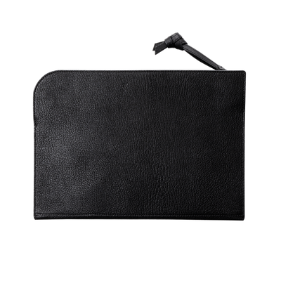 Goatskin  Chari-Happo Clutch Bag in Black Made in Japan