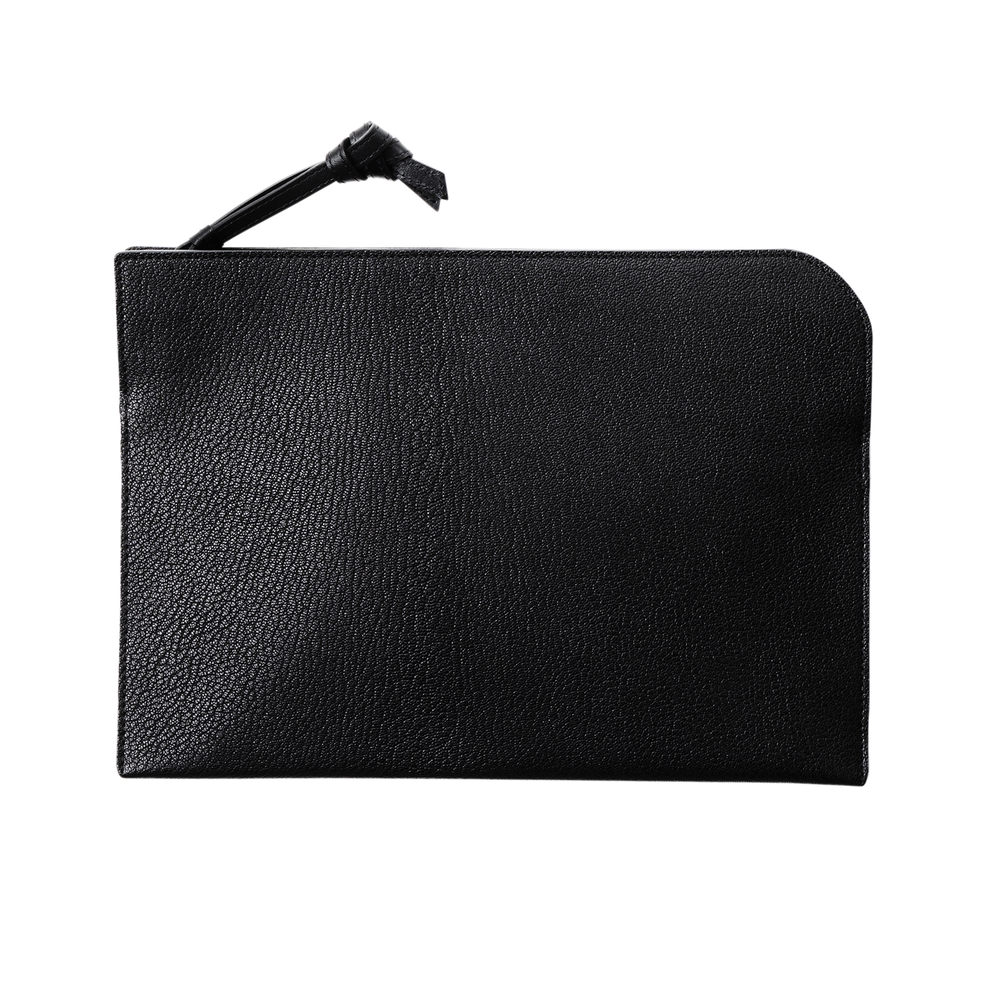 Goatskin  Chari-Happo Clutch Bag in Black Made in Japan