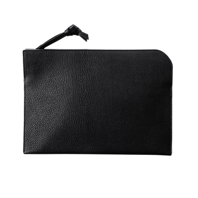 Goatskin  Chari-Happo Clutch Bag in Black Made in Japan