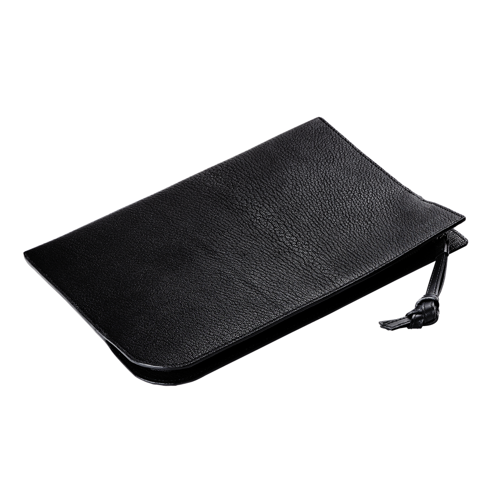 Goatskin  Chari-Happo Clutch Bag in Black Made in Japan