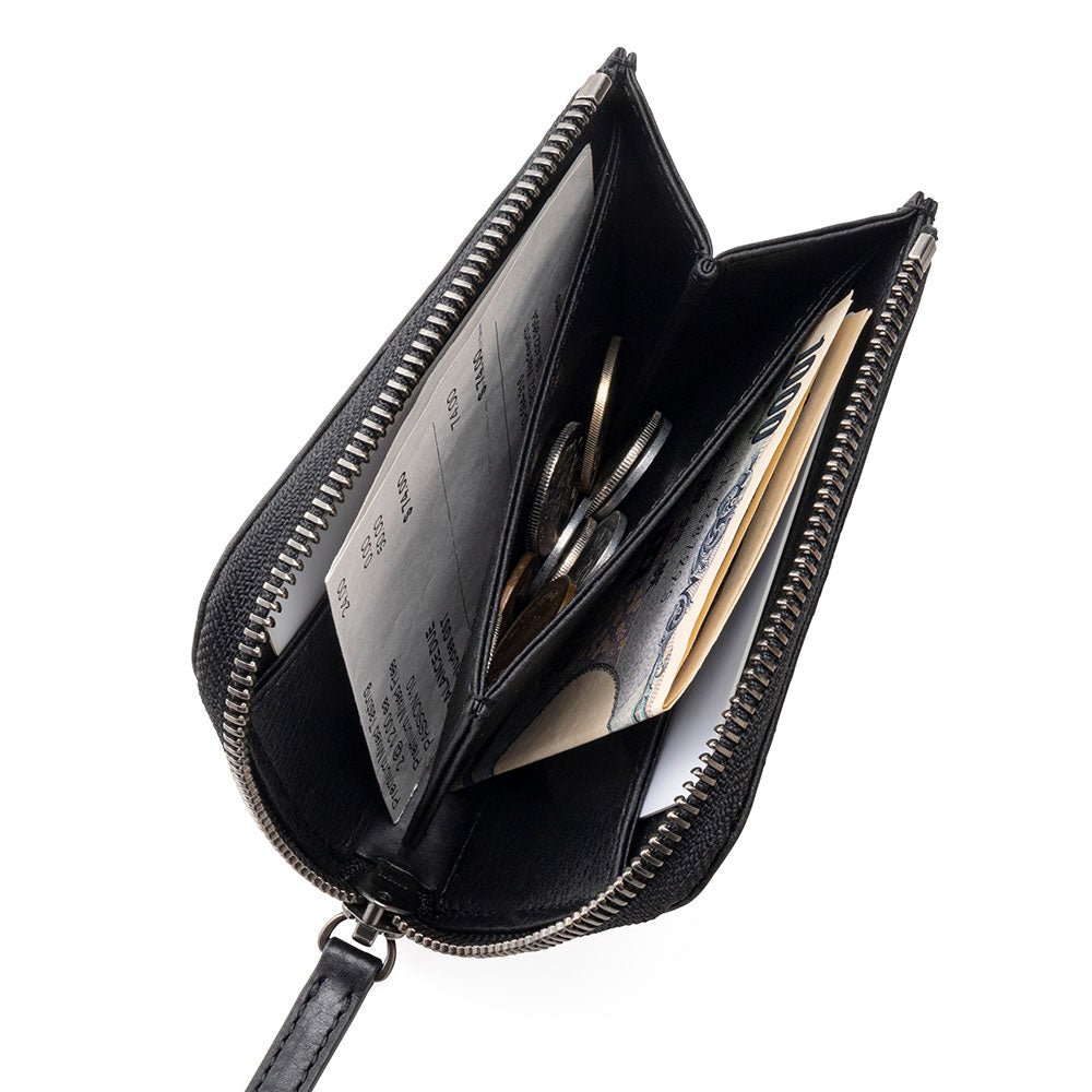 LEATHER ZIP PURSE, Black