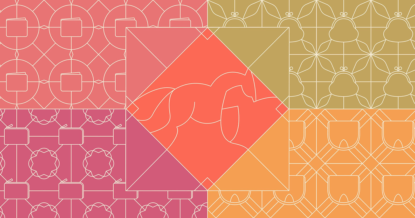 Lunar New Year 2026: Colorful geometric pattern with various shapes and colors on a white background