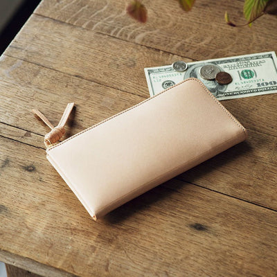 Bull Hide  Plain Nume L Zip Long Wallet in Plain Made in Japan