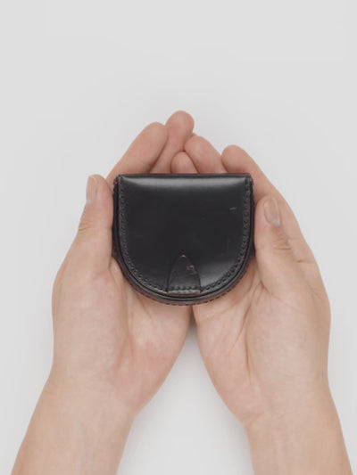 Cordovan Cordovan Heel Coin Purse in Black × Brown Made in Japan