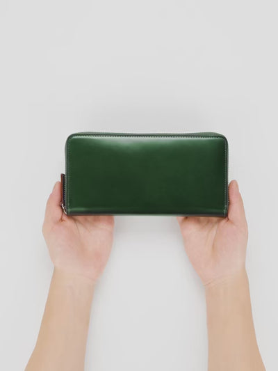 Cordovan Cordovan Zip Long Wallet in Dark Green Made in Japan