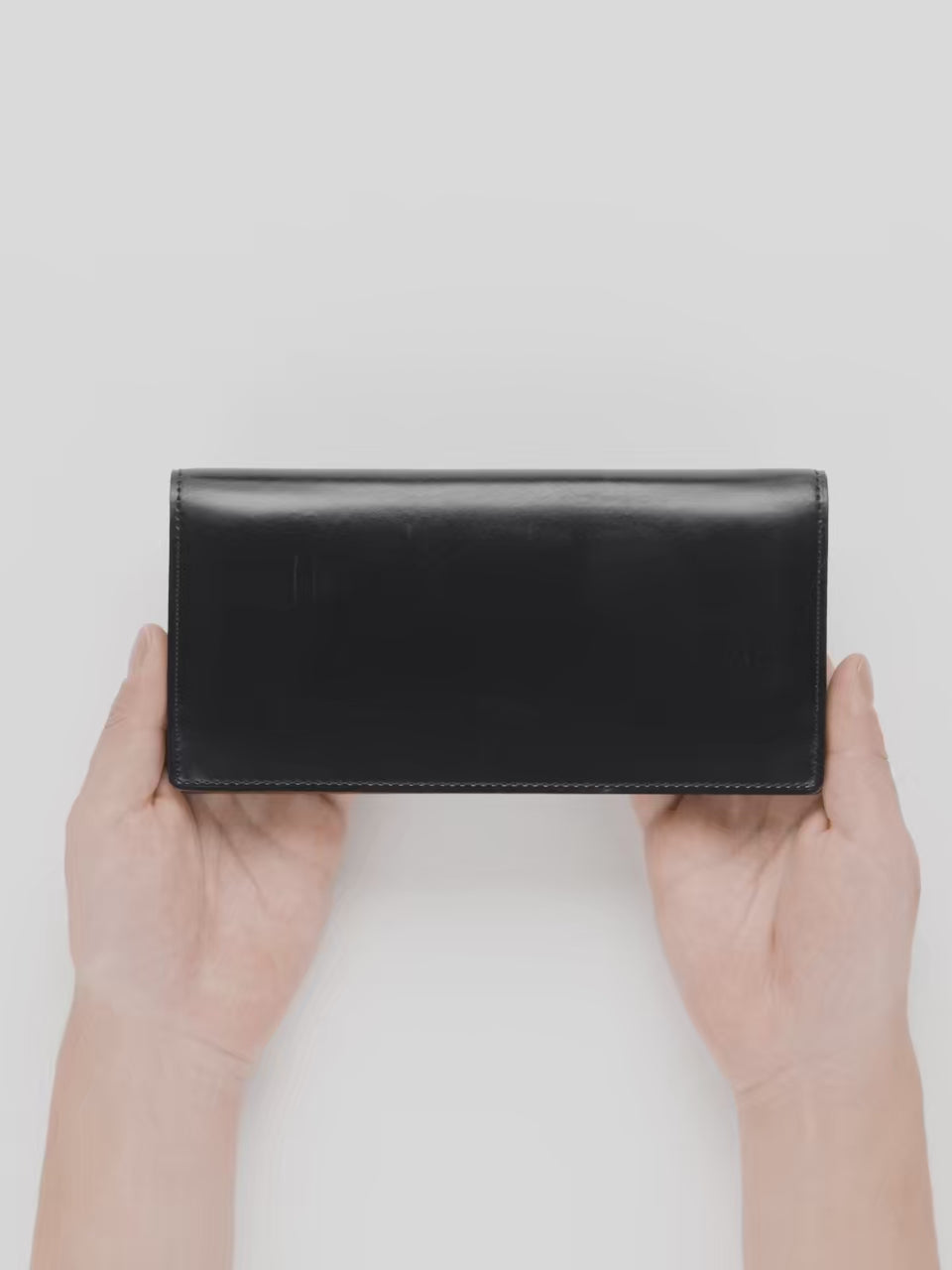 Cordovan Cordovan Coin Pocket Long Wallet in Black x Black Made in Japan