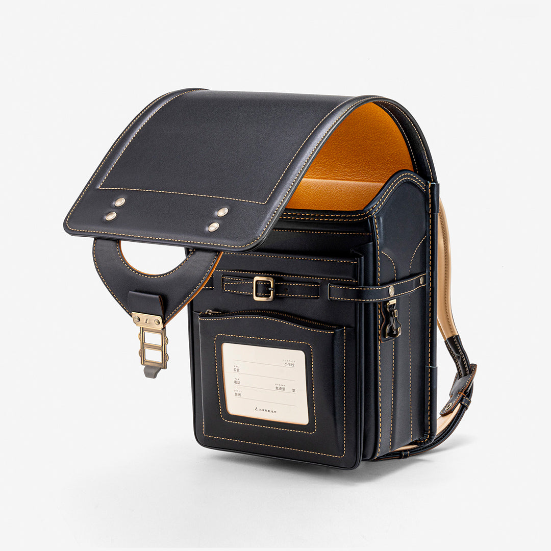 Cowhide Randoseru Cowhide in Black x Amber Made in Japan