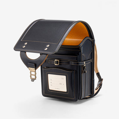 Cowhide Randoseru Cowhide in Black x Amber Made in Japan