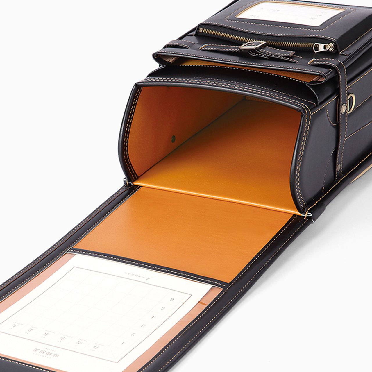 Cowhide Randoseru Cowhide in Black x Amber Made in Japan