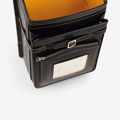 Cowhide Randoseru Cowhide in Black x Amber Made in Japan