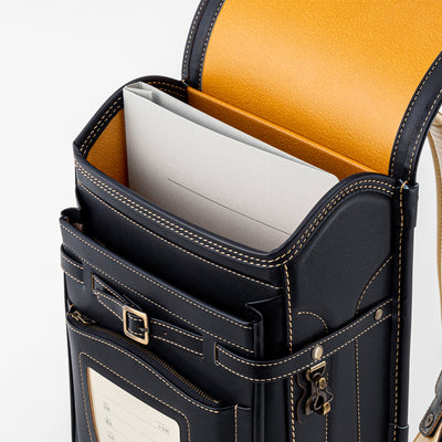 Cowhide Randoseru Cowhide in Black x Amber Made in Japan