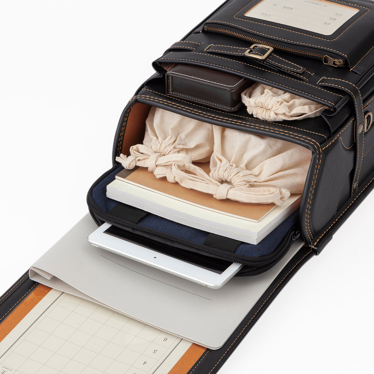 Cowhide Randoseru Cowhide in Black x Amber Made in Japan