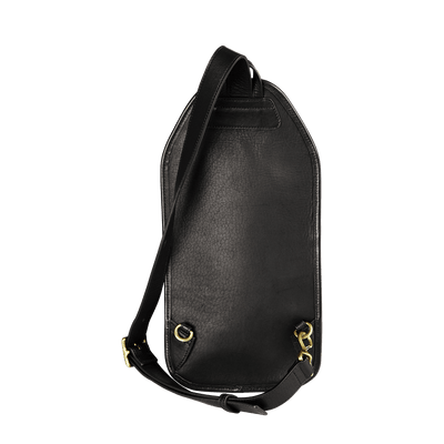 Cowhide  Roadster Tall Crossbody Bag in Black Made in Japan