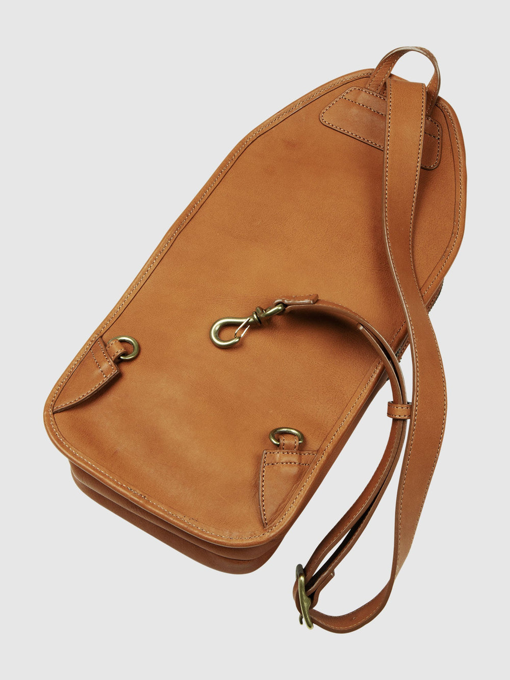 Cowhide  Roadster Tall Crossbody Bag in Light Brown Made in Japan