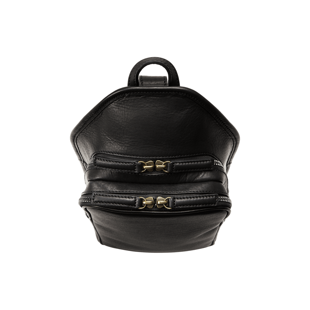 Cowhide  Roadster Tall Crossbody Bag in Black Made in Japan