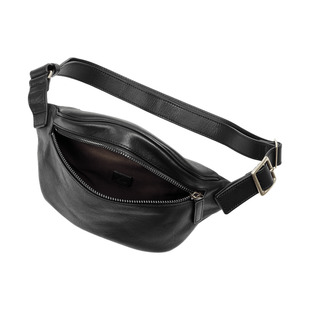 Cowhide  Roadster Crossbody Bag in Black Made in Japan