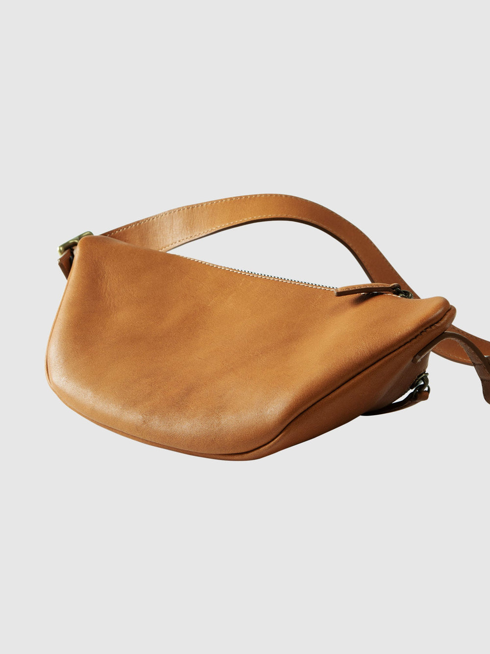 Cowhide  Roadster Crossbody Bag in Light Brown Made in Japan