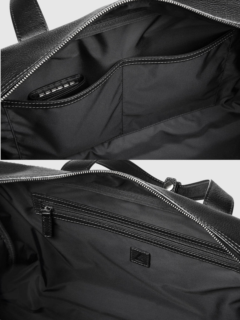 Steerhide (Soft Nume Leather) Tone Nume Weekender Bag in Stone Made in Japan