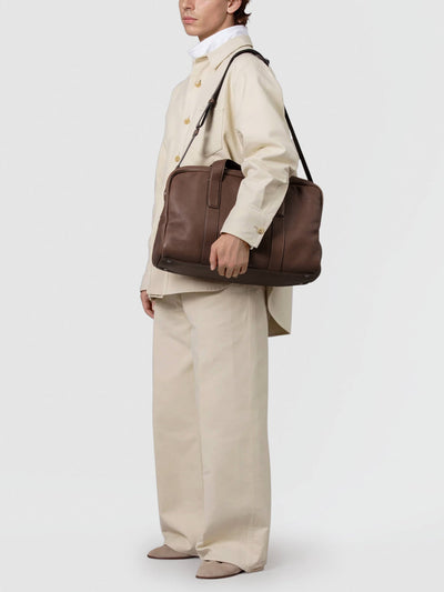 Steerhide (Soft Nume Leather) Tone Nume Weekender Bag in Stone Made in Japan