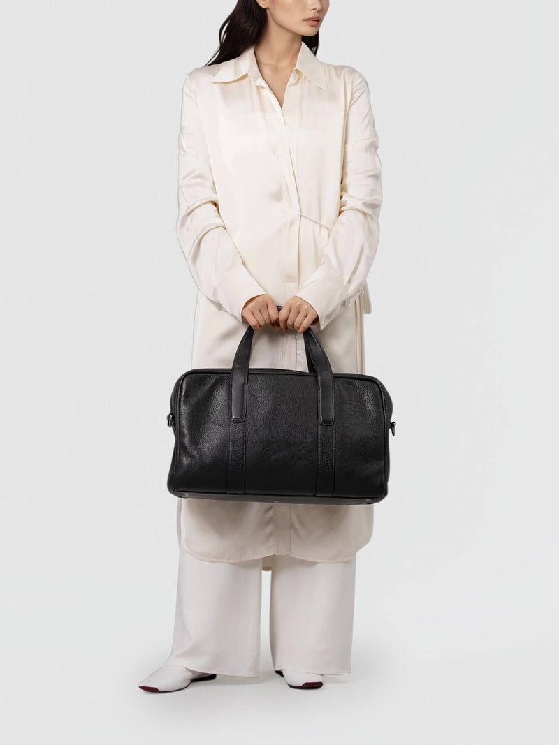 Steerhide (Soft Nume Leather) Tone Nume Weekender Bag in Stone Made in Japan