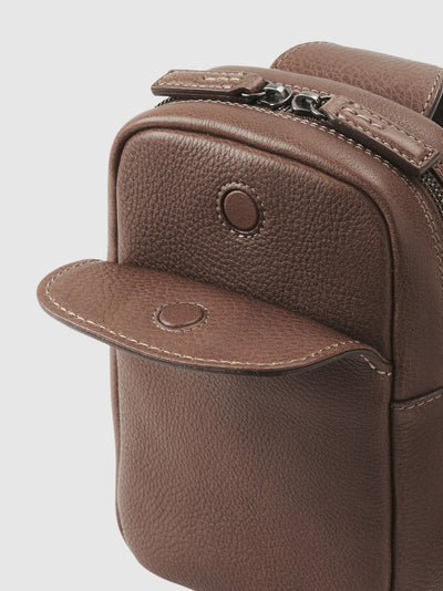 Steerhide (Soft Nume Leather) Tone Nume Small Crossbody Bag in Stone Made in Japan