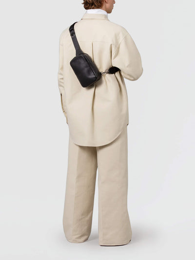 Steerhide (Soft Nume Leather) Tone Nume Small Crossbody Bag in Stone Made in Japan