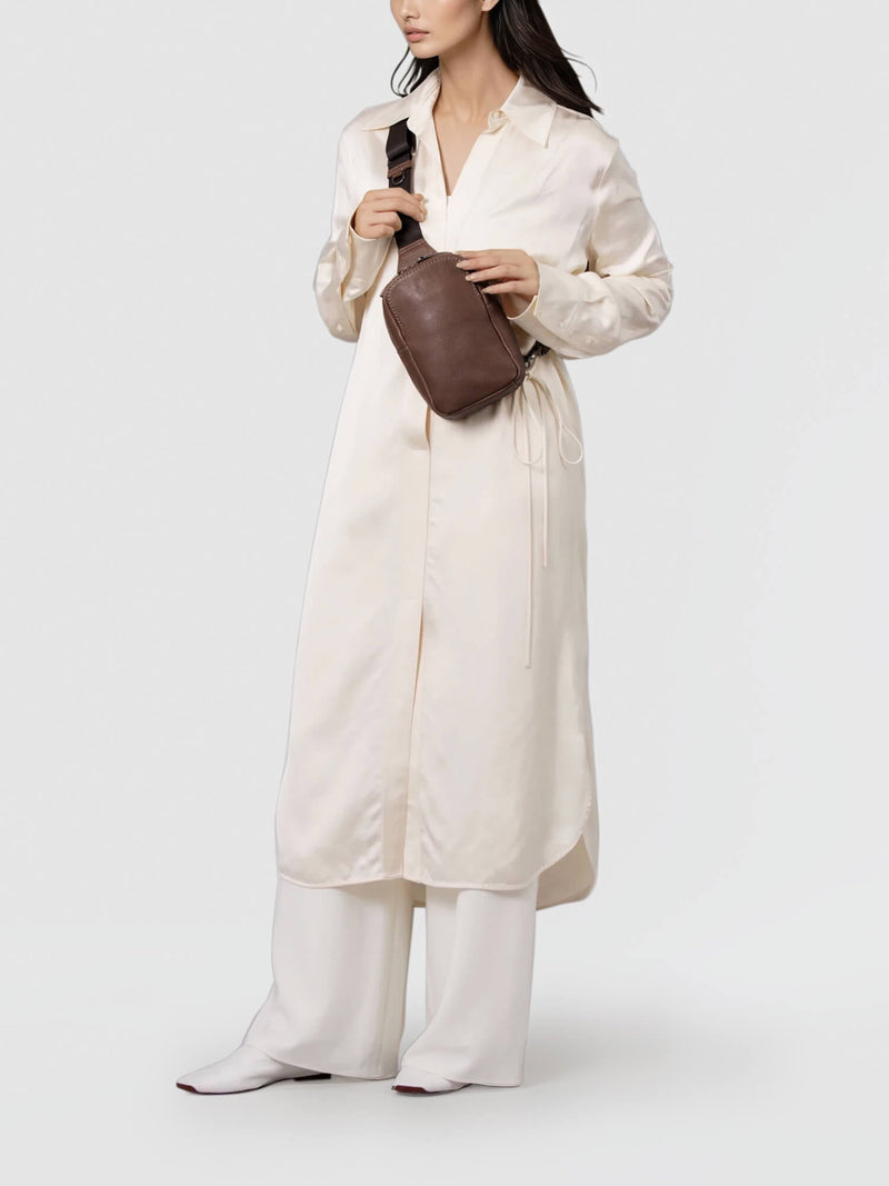 Steerhide (Soft Nume Leather) Tone Nume Small Crossbody Bag in Stone Made in Japan