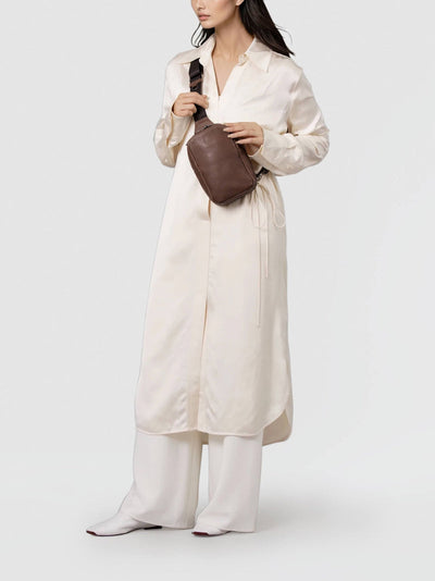 Steerhide (Soft Nume Leather) Tone Nume Small Crossbody Bag in Stone Made in Japan