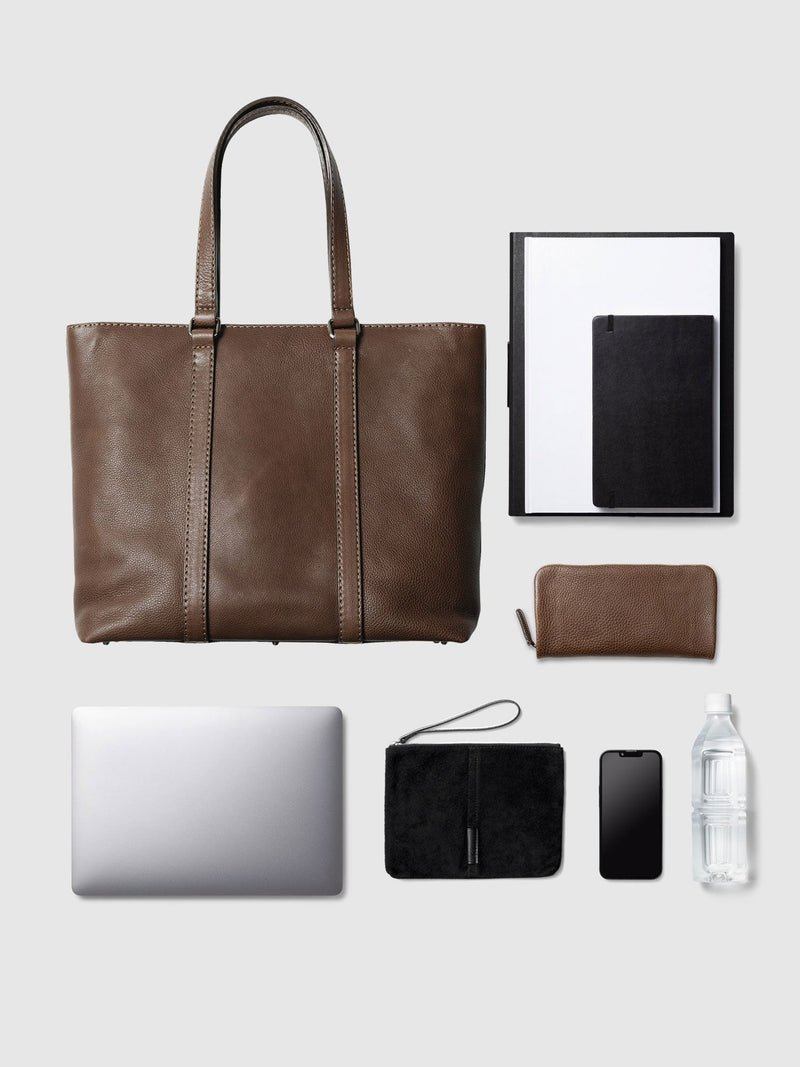 Steerhide (Soft Nume Leather) Tone Nume Daily Tote in Stone Made in Japan