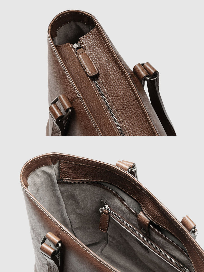 Steerhide (Soft Nume Leather) Tone Nume Daily Tote in Stone Made in Japan