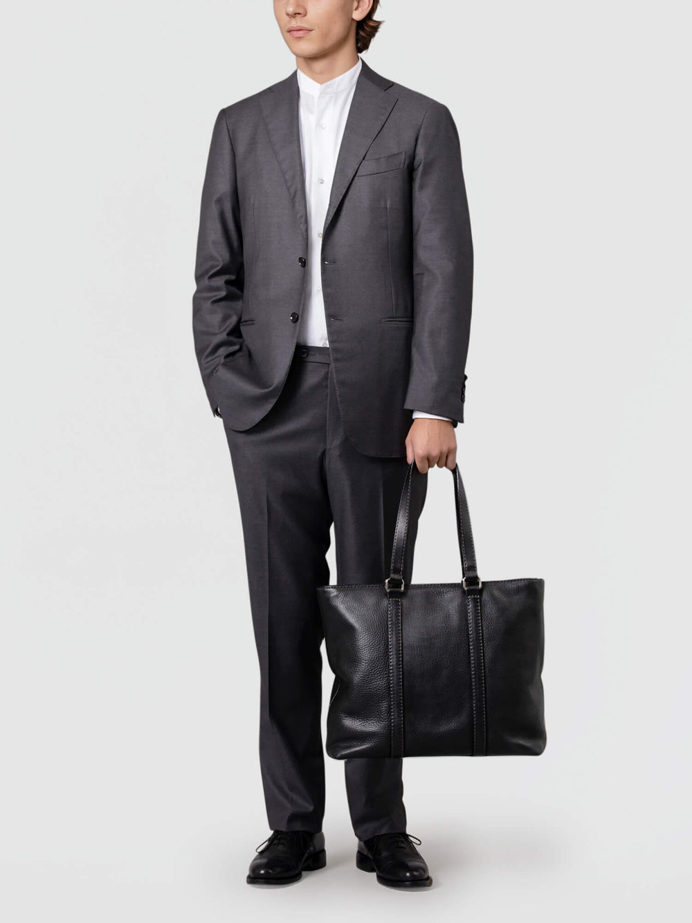 Steerhide (Soft Nume Leather) Tone Nume Daily Tote in Stone Made in Japan