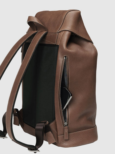 Steerhide (Soft Nume Leather) Tone Nume FlapTop Backpack in Stone Made in Japan