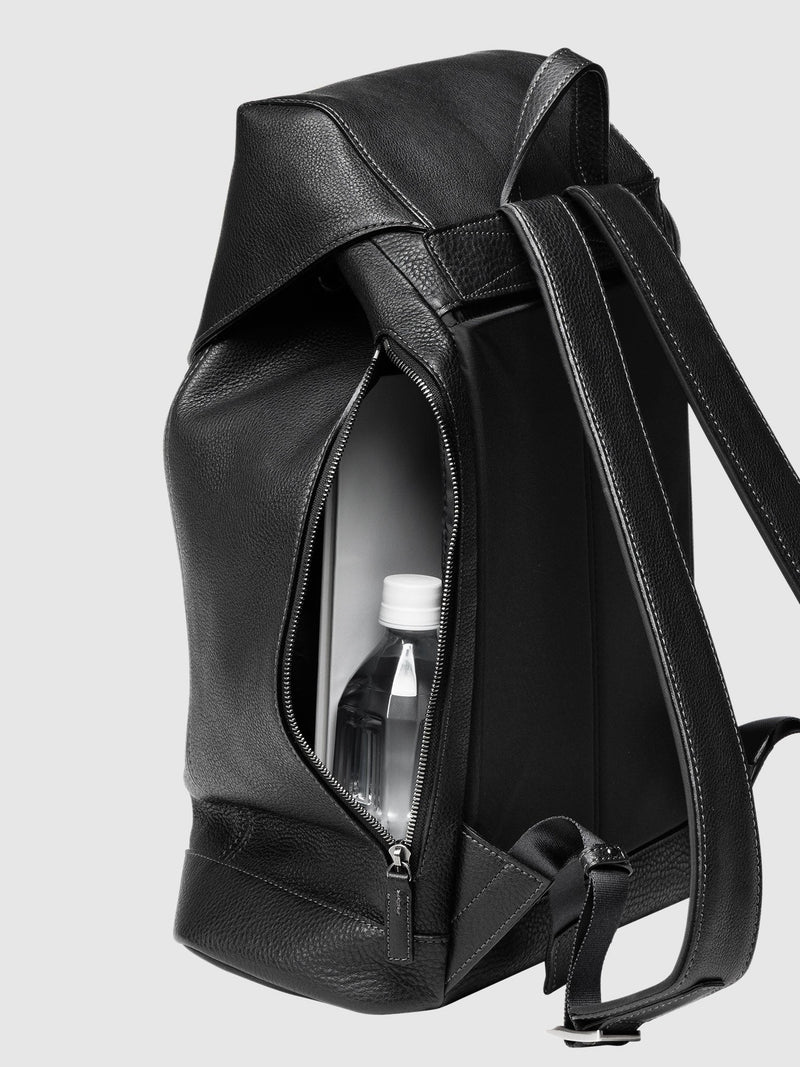 Steerhide (Soft Nume Leather) Tone Nume FlapTop Backpack in Stone Made in Japan