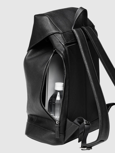 Steerhide (Soft Nume Leather) Tone Nume FlapTop Backpack in Stone Made in Japan