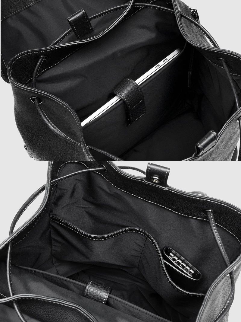 Steerhide (Soft Nume Leather) Tone Nume FlapTop Backpack in Stone Made in Japan