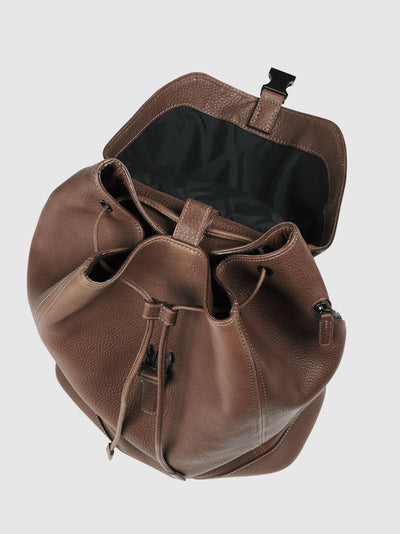 Steerhide (Soft Nume Leather) Tone Nume FlapTop Backpack in Stone Made in Japan