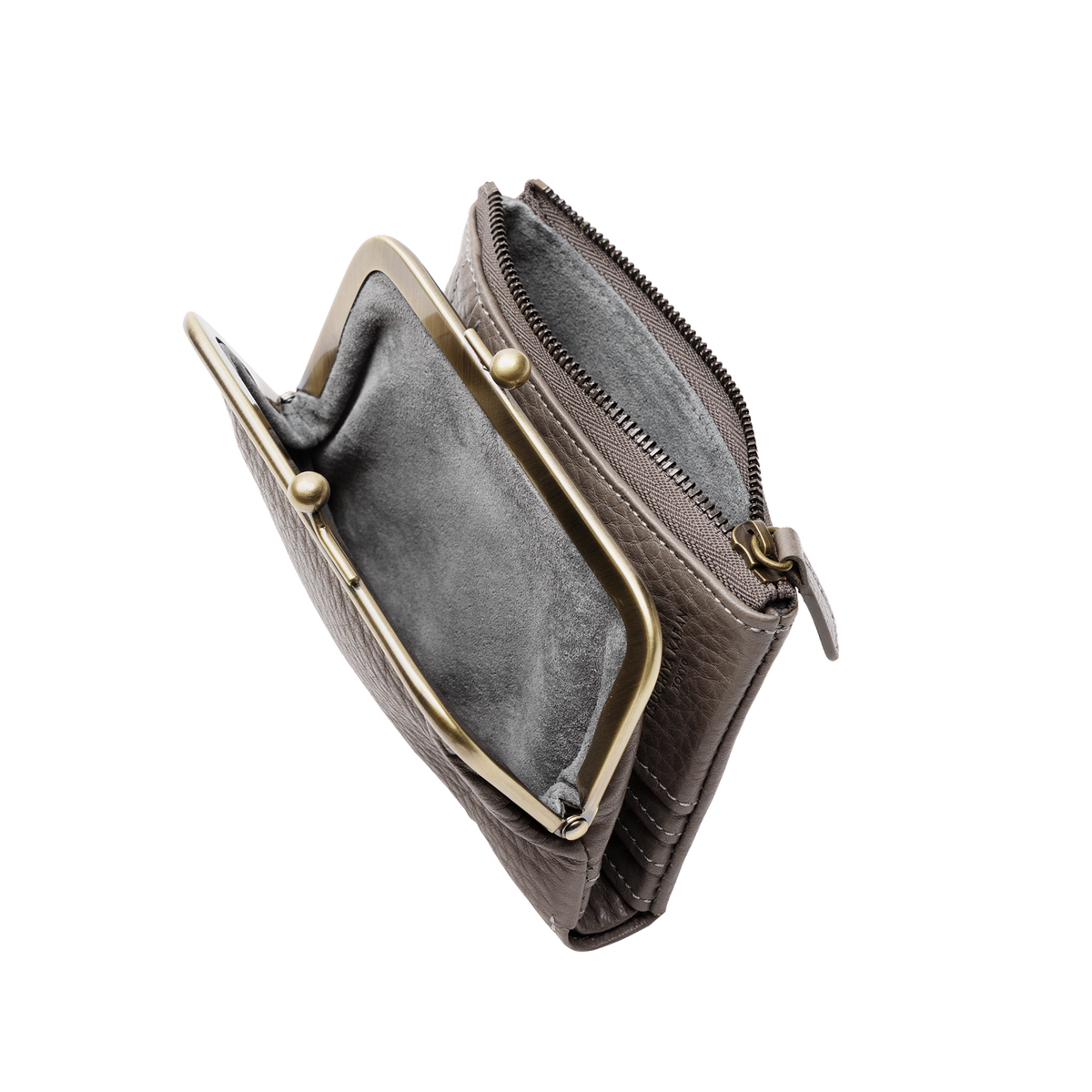 Steerhide (Soft Nume Leather) Tone Nume Gamaguchi Wallet in Stone Made in Japan