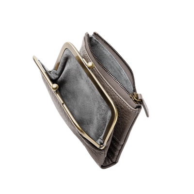 Steerhide (Soft Nume Leather) Tone Nume Gamaguchi Wallet in Stone Made in Japan