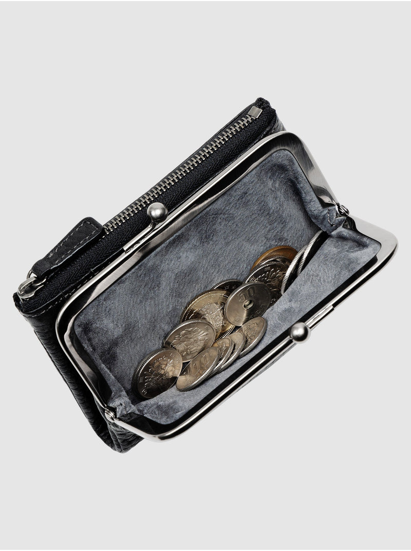 Steerhide (Soft Nume Leather) Tone Nume Gamaguchi Wallet in Stone Made in Japan