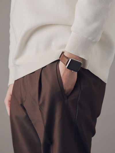 Steerhide (Soft Nume Leather) Tone Nume Apple Watch Leather Band in Stone Made in Japan