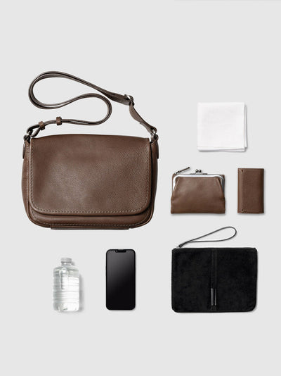 Steerhide (Soft Nume Leather) Tone Nume Medium Shoulder in Stone Made in Japan