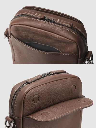 Steerhide (Soft Nume Leather) Tone Nume Box Shoulder Bag in Stone Made in Japan