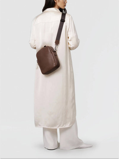 Steerhide (Soft Nume Leather) Tone Nume Box Shoulder Bag in Stone Made in Japan